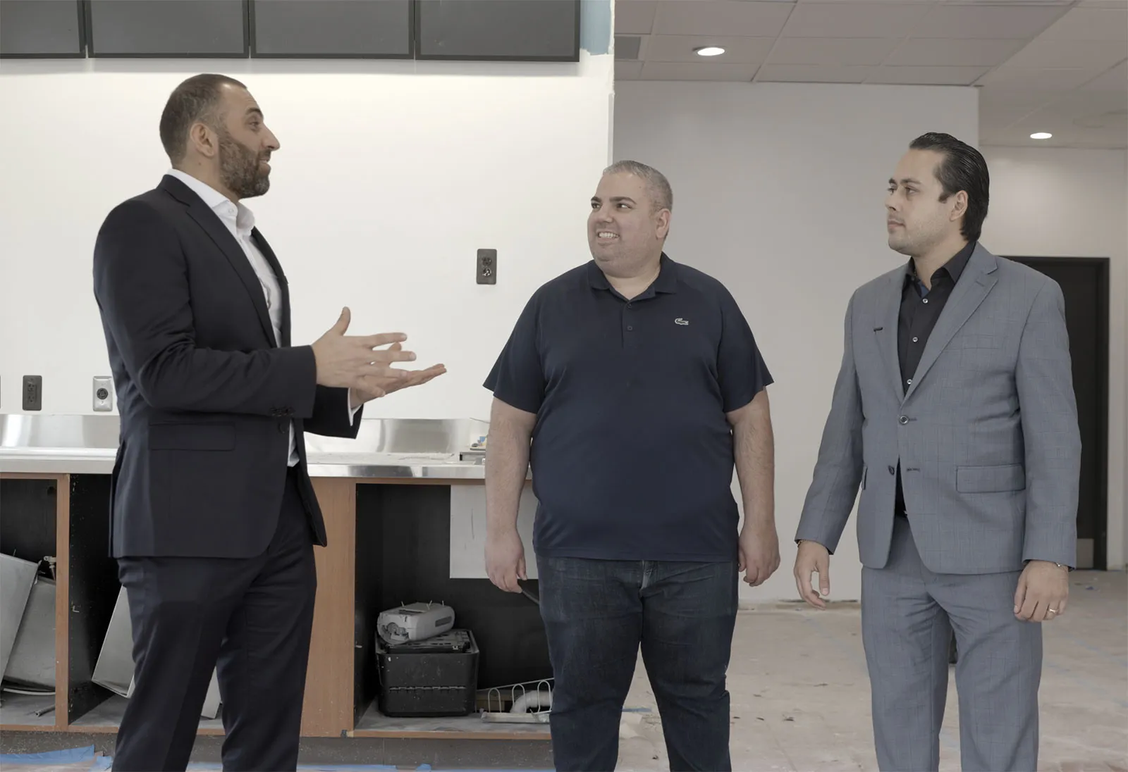 Randy speaking with clients